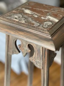 Sellette marbre et bois flotté