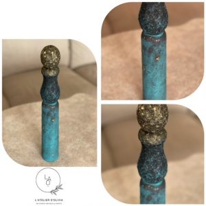 Quilles matière turquoise et bronze