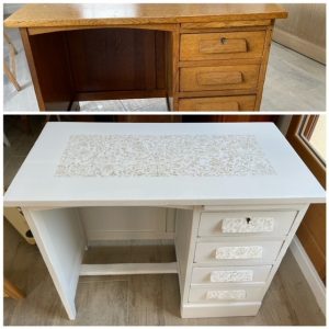 Bureau blanc et beige