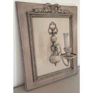 Cadre patiné beige avec bougeoir