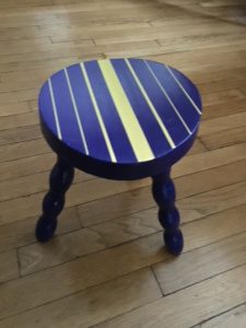 Tabouret bleu & doré