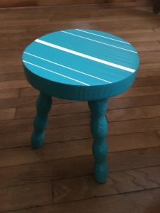 Tabouret turquoise & blanc