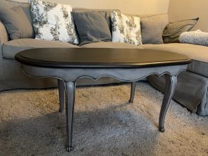 Table basse grise Shabby chic patinée anthracite