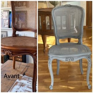 Chaise patinée en gris