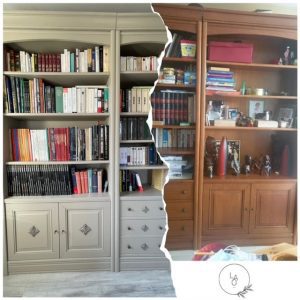 Bibliothèque relookée couleur lin