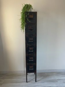 Meuble 6 tiroirs métal noir effet rouille