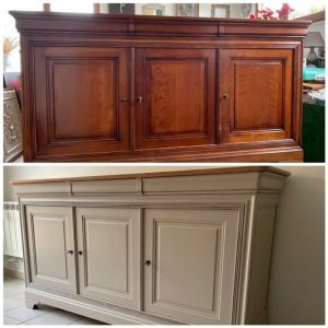 Buffet merisier relooké en lin